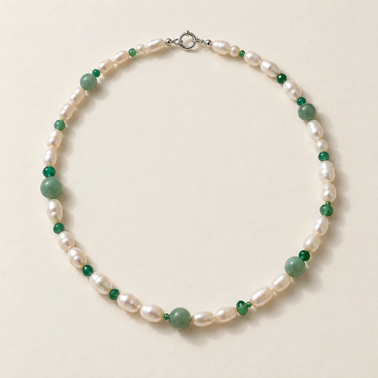 Yemanjá Rice Pearl, Jade & Emerald Necklace